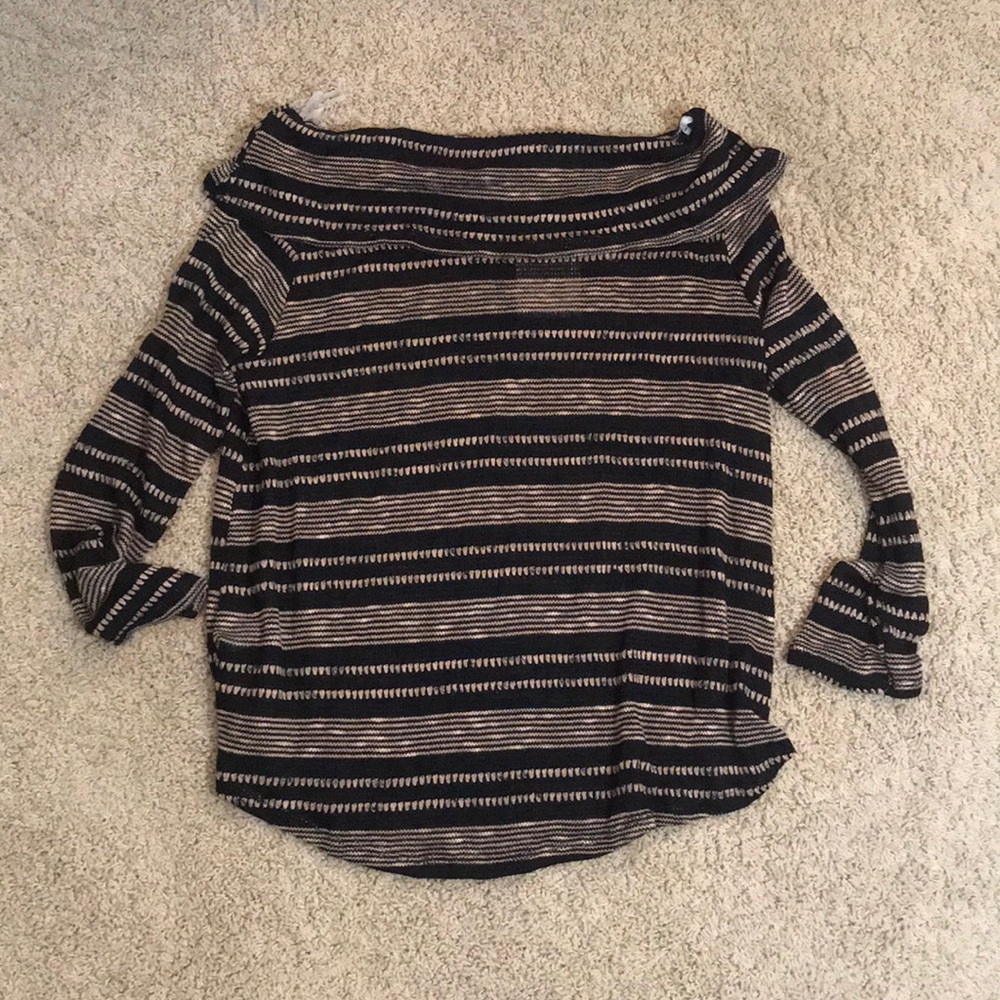 Black and Tan Boat Neck Sweater - Picture 3 of 6